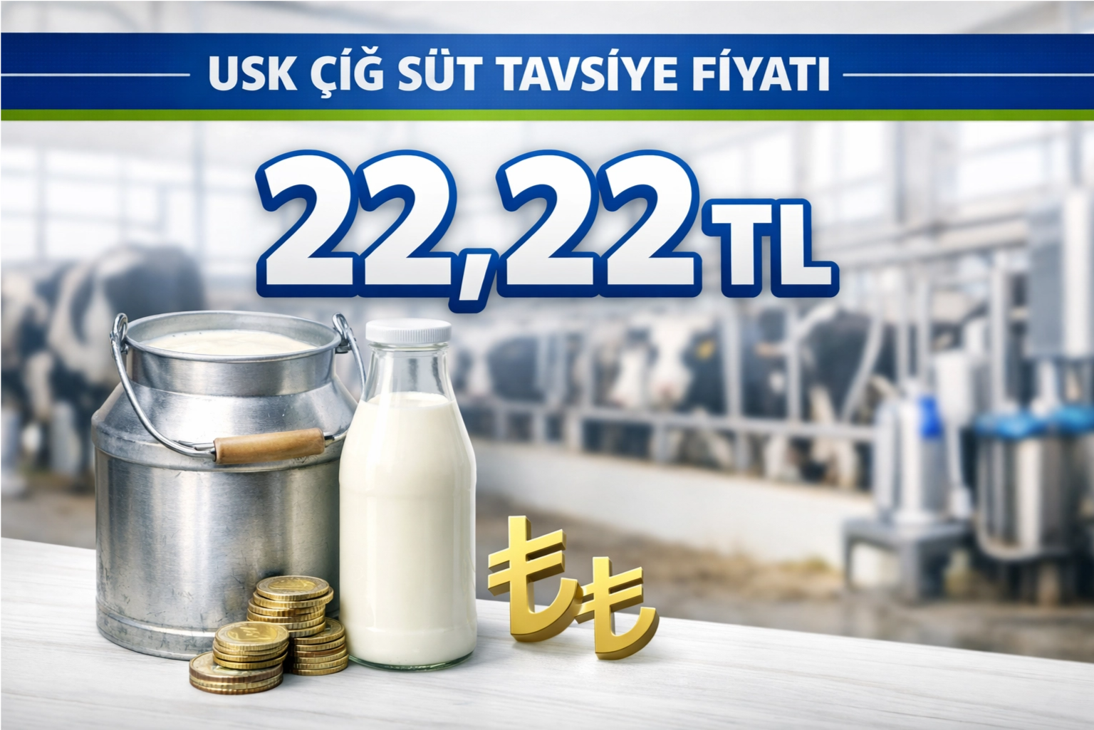 USK Çiğ Süt Tavsiye Satış Fiyatını Açıkladı: Çiğ Süt 22,22 TL Oldu